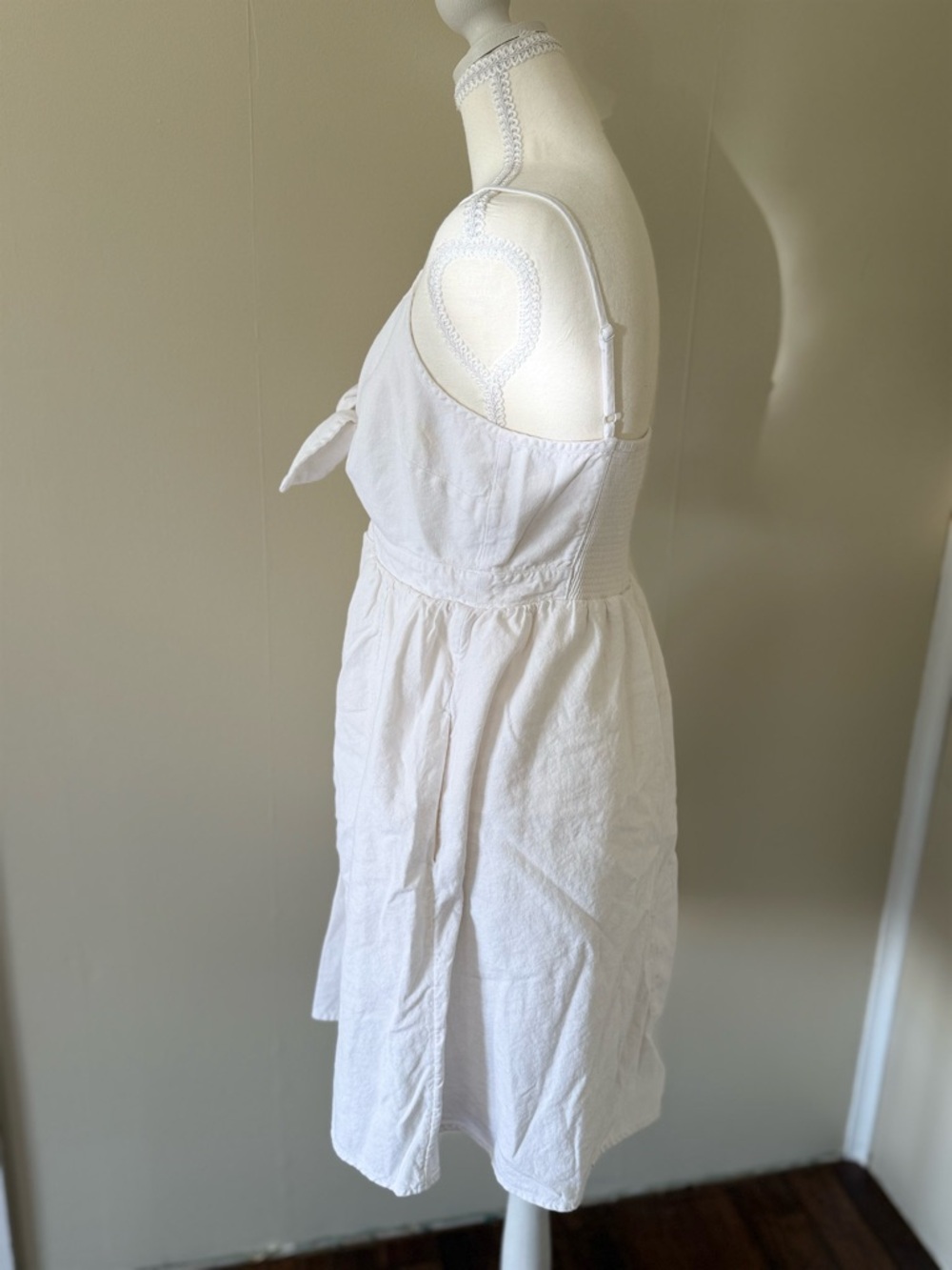 Y2K Old Navy white mini dress cotton bow tie front sundress summer graduation - Picture 3 of 7